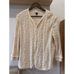 St. John Collection Womens 16 Ivory Santana Knit Old Money Cardigan Sweater